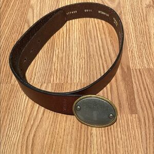 Fossil Brown Leather Belt with Elegant Metal Buckle